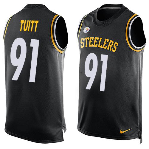 Nike Steelers #91 Stephon Tuitt Black Team Color Men's Stitched NFL Limited Tank Top Jersey - Click Image to Close